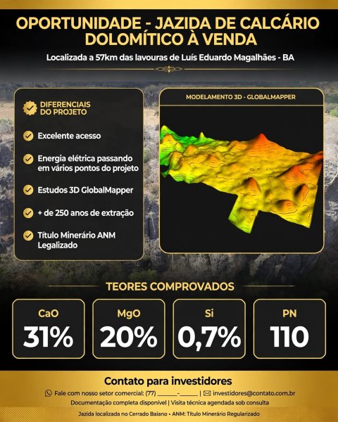 JAZIDA DE CALCÁRIO DOLOMITICO - OESTE DA BAHIA - LUIS DUARDO MAGALHAES BAHIA 3